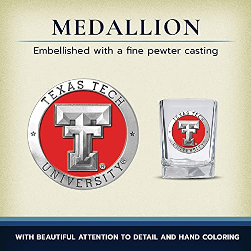 Heritage Pewter Texas Tech Square Shot Glass | Hand-Sculpted 1.5 Ounce Shot Glass | Intricately Crafted Metal Pewter Alma Mater Inlay #TOP3