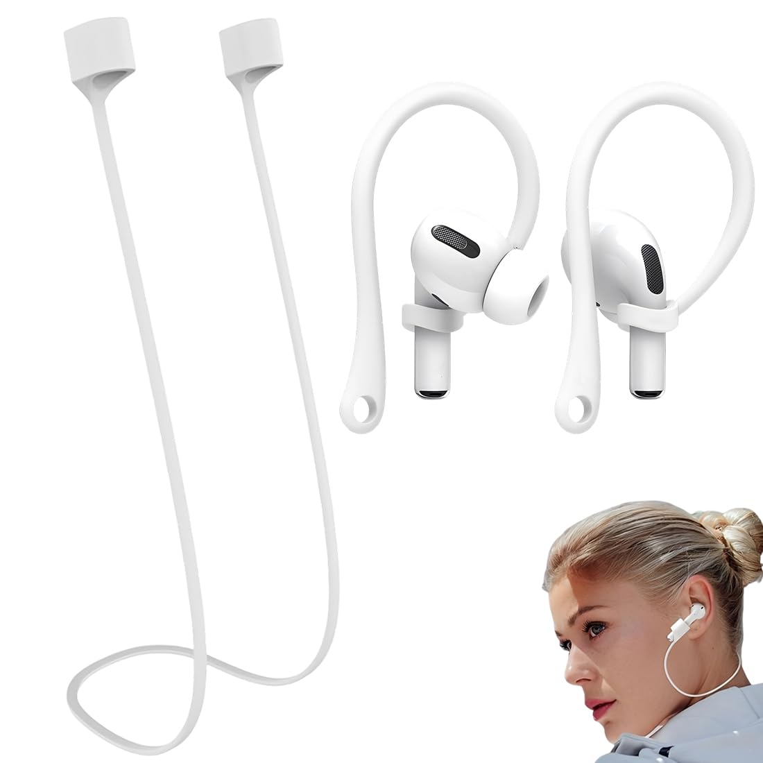 2 Pezzi Laccetto Magnetico per AirPods, 2 Paia di Ganci Auricolari in Silicone, Accessori per Cuffie Bluetooth, Ideale per Sport, Viaggi e Altre Occasioni, Compatibile con AirPods