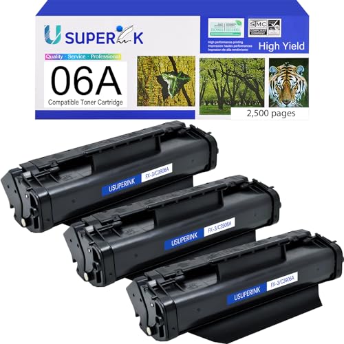 USUPERINK C3906A Compatible Toner Cartridge Replacement for HP 06A Black Toner Cartridge use for Laserjet 5L Xtra 5L-FS 6L 6Lse 6Lxi 3100 3100se 3100xi 3150 3150se 3150xi(3 Pack)