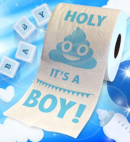 Printed Tp Holy Poop It's A Boy! Printed Toilet Paper Gag Gift – Funny Roll For Boy Baby Shower Party Favors, Prank, Gender Reveal, Novelty Surprise Gift For New Mom And Dad – 500 Sheet #TOP1