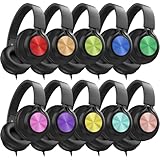 AILIHEN Classroom Headphones Bulk 10 Pack - Wired Headphones for Kids for School, K-12 Students Online Learning and Travel, HD Microphone and 3.5mm Jack for Tablet, Computer, Chromebook (Multicolor)