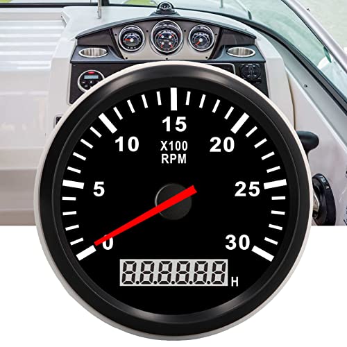 Medidor Tacômetro à Prova D'água 3000RPM IP67 Marine Tacho Red Backlight