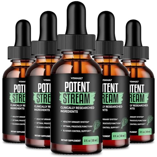 Potent Stream Drops Prostate Supplements for Men PotentStream Prostate Health Supplements for Men Potent Stream Drops - Maximum Strength with Shilajit and MCT Oil, PotentStream Drops Reviews (5 Pack)