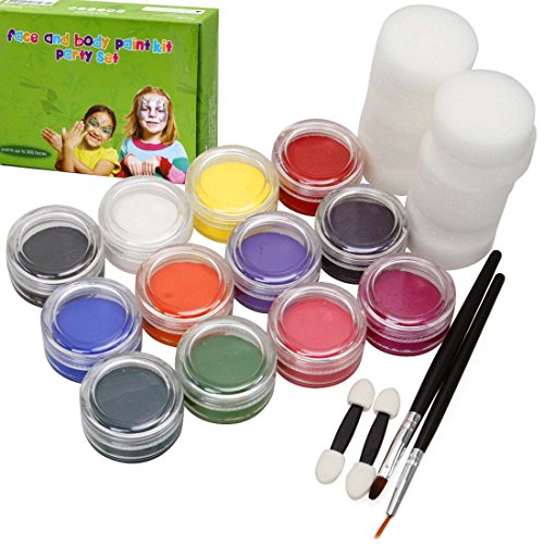 BMC Kids Party Activity Sponge Brush Craft Hobby Fun Face Body Art Skin Non-Toxic Paint + Applicator Set