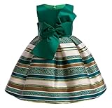CMMCHAAH Girls Christmas Easter Striped Wedding Pageant Dresses Kids Graduation Holiday Vacation Party Dress (4055 Green,140)