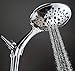 Aquarius Handheld Chrome Shower Head With Hose (Extra Long) Luxury Spa Grade High Pressure Hand Held Shower Wand With 6 Spray Settings - Adjustable Brass Ball Holder & Teflon Tape