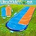 POOLSIDER Premium Double Slip and Slide Water Slide - 22.5 Ft 2-Lanes Blue & Orange Slip N Slide with 2 Bodyboards | Durable & Advanced Design - Heavy Duty Water Slides for Kids Backyard