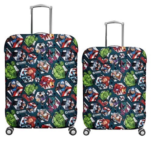 Image of Heart Home Marvel Avengers Luggage Cover | Polyester Travel Suitcase Cover | Washable | Stretchable Suitcase Cover | 18-22 Inch-Small | 22-26 Inch-Medium | Pack of 2 | Blue