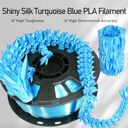 Image of Silk Peacock Blue PLA Satin Shiny 3D Printer Filament, 1.75mm Diameter 1kg Spool 2.2lbs for FDM 3D Printers