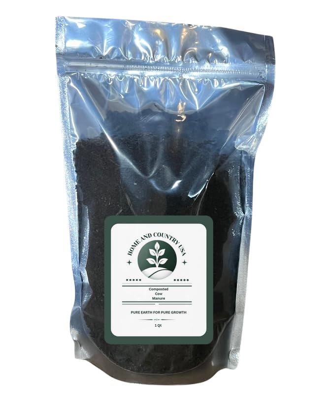 Home & Country USA Organic Composted Cow Manure - 1 Quart for Gardening & Soil Enrichment