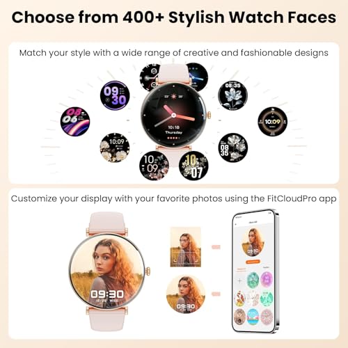 Image of Hwagol Smart Watches for Women with Android iPhone Compatible[Calls /Metal Thin Body],1.43 inch Micro-Spherical AMOLED Screen,Sports Watch with Sleep /Heart Rate Monitor