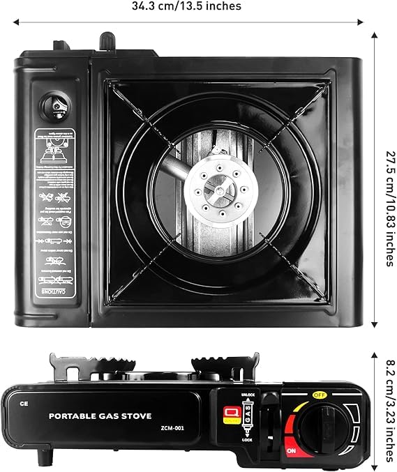 Image of EYUVAA LABEL Portable Gas Stove for Travel with Carrying Case| Dual Fuel Camping Stove for LPG & Butane Cylinder| Compact Cooking Stove for Indoor, Outdoor Camping, Hiking & Emergency Use