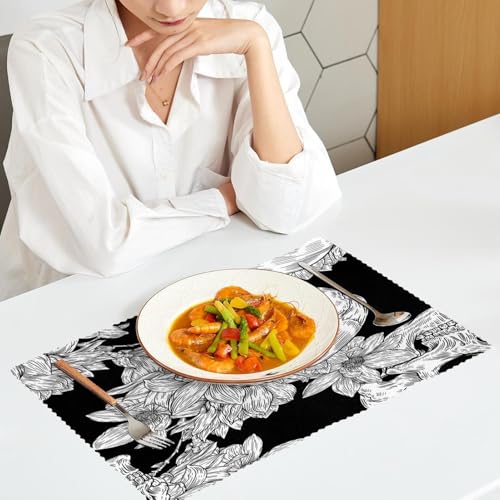 Set de table crâne et fleurs pour décoration de table de fête et dîner - 7