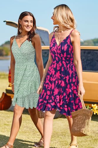 Image of Newshows Women's Lightweight Summer Wrap Dress 2026 V Neck Spaghetti Strap Midi Beach Vacation Sundress