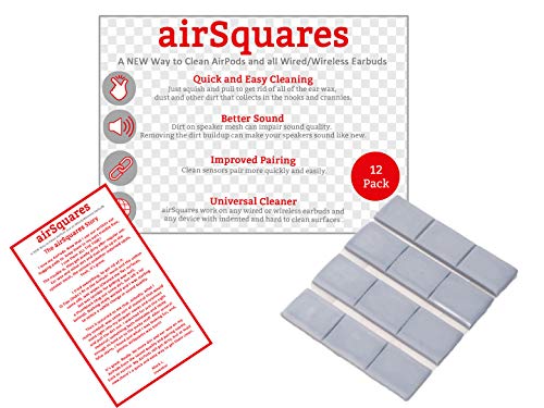 AirSquares Gunk Remover for AirPods and Other Electronic Devices (12 Pack). Gets rid