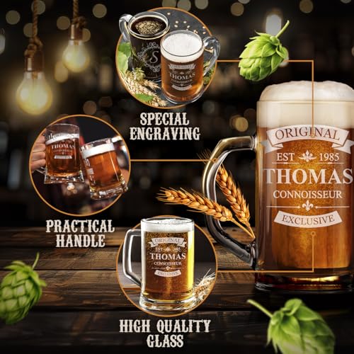 Maverton Engraved Beer Mug for Man - 640 ml Pint Glass with a Handle - Original barware for Gentleman - Beer Glass for Birthday - for Beer Enthusiasts - Classic Beer Tumbler - - Image 4