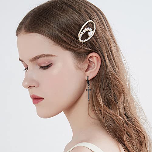 Minimalist Dagger Sword Dangle Drop Small Hoop Earrings for Men Women Boys 316L Stainless Steel Charms Huggie Hoops Cartilage Helix Hypoallergenic Fashion Personalized Punk Hip Hop Vintage Dangling Gifts Boyfriend Birthday Bff 12mm4