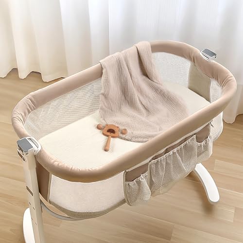 Image of lulumoon Muslin Bassinet Sheets for Baby: Soft Bedside Sleeper Bassinet Fitted Sheets for Boys and Girls