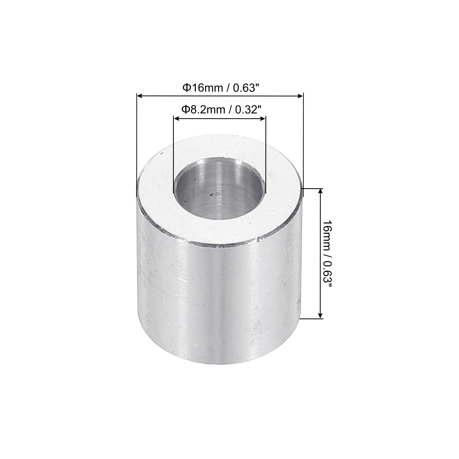PATIKIL M8 Aluminum Spacers, 12pcs 5/16" x 5/8" Round Metal Spacers for 5/16 or M8 Screw Bolts - Image 2