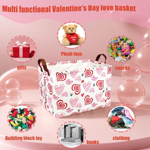 Image of Valentine's Day Basket Gift for Empty Cute Heart Large Storage Bin for Kid and Baby Room Decor (Love you heart)