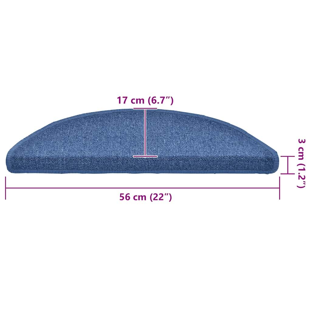 vidaXL Tapis d'escalier 20 pièces 56 x 17 x 3 cm Bleu Demi-Rond