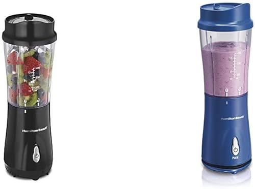 Hamilton Beach Licuadora personal para batidos y batidos con taza de viaje de 14 onzas y tapa, color negro (51101A & Hamilton Beach Licuadora