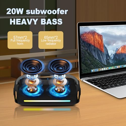 Portable Bluetooth Speaker, Outdoor Waterproof Wireless Speaker with Colorful Flashing Lights, 20W Super Bass, TWS Pairing Suitable for Outdoor, Party, Home, Beach, Travel (Camouflage) - image 5
