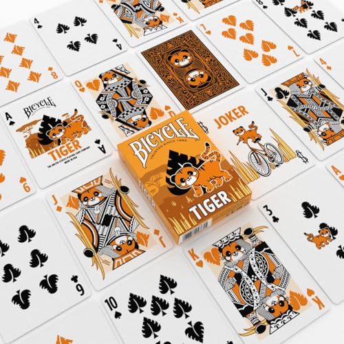 Image of Bicycle Tiger Playing Cards - Cute and Collectible Bengal Tiger Inspired Toys Deck of Card Game for Family Game Night