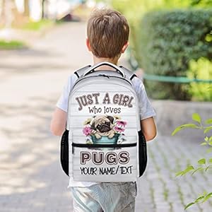   Personalized-Cute-Pug-Backpack-with-Name-Text-16-Inch-Dog-Theme-Bookbag-with-Adjustable-Straps-Durable-Lightweight-Large-Capacity-School-Backpack-for-Kids-Girls-Boys