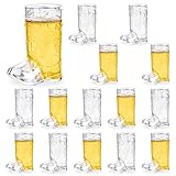 SHAOQINLIN Cowboy Boot Shot Glasses, 15 PCS 1 oz Mini Plastic Boot Cups, Clear Pattern Beer Boots Mugs Western Cowboy Cowgirl Theme Party Supplies