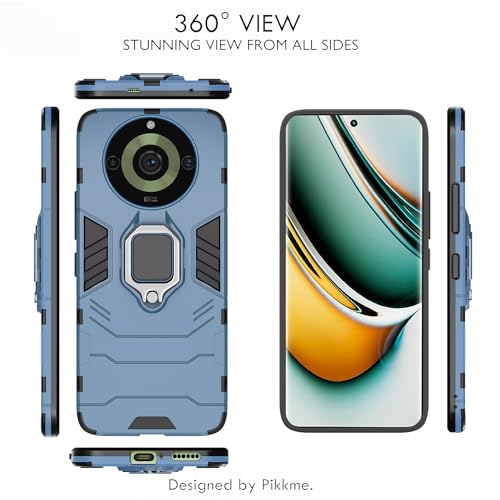 Image of Pikkme Realme 11 Pro /Pro Plus 5G Back Cover | D5 Tough Armor Bumper | 360 Protection Case | Ring Holder Stand Case for Realme 11 Pro /Pro Plus 5G (Blue)