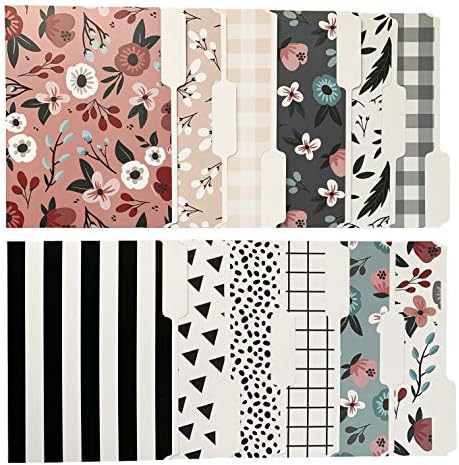 Decorative File Folders – Includes 12 Cute Designs, File Folders Letter Size, 1/3-Cut Tabs, Office Supplies File Organizers, for 8.5 x 11 Papers