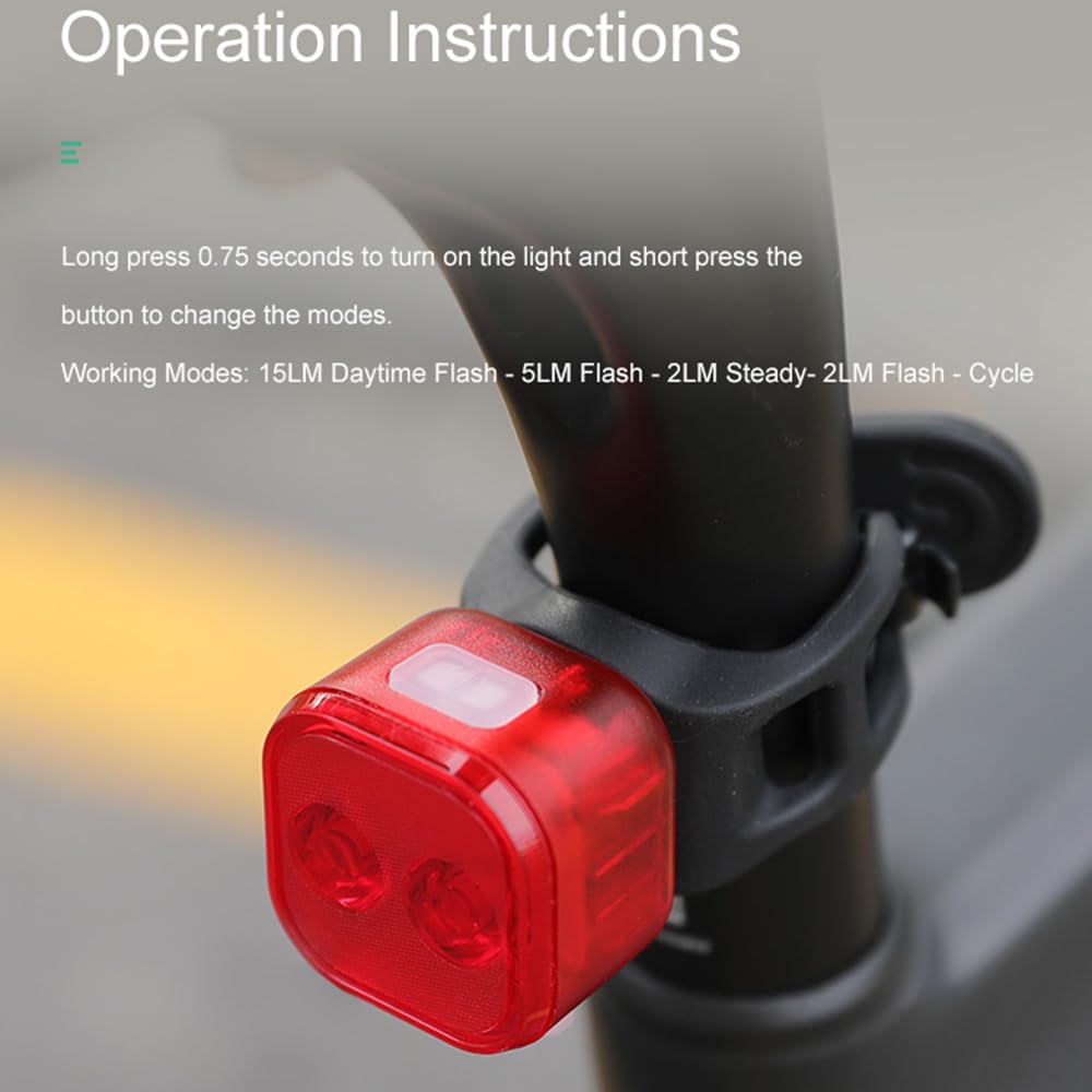 Fanale Posteriore per Bicicletta Impermeabile, Luce Posteriore a LED Ricaricabile Tramite USB, Luce di Sicurezza Posteriore, Luce di Avvertimento per Sella, Lampada per Ciclismo No