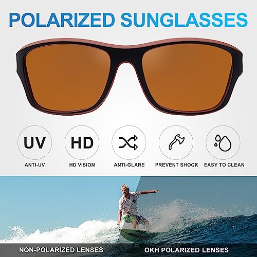 OKH 2 Pieces Sport Sunglasses For Men Women UV400 Protection Polarized Goggle Wrapped Around Cycling Glasses Unisex for Bicycles Fishing - Image 4