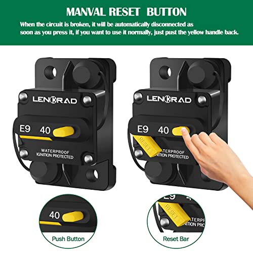 Lenkrad 40 Amp Circuit Breaker 12V With Manual Reset Switch Button For Boat Marine Rv Yacht, Boat Circuit Breakers 12V - 48V Dc, Waterproof(Surface Mount) #TOP3