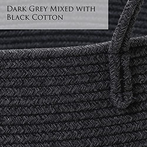 20" X 20" X 20" Extra Large Storage Basket, Cotton Rope Storage Baskets, Woven Laundry Hamper, Baby Toy Storage Bin, For Toys Towel Blanket Basket In Living Room, Baby Nursery, All Black Grey Mix #TOP3