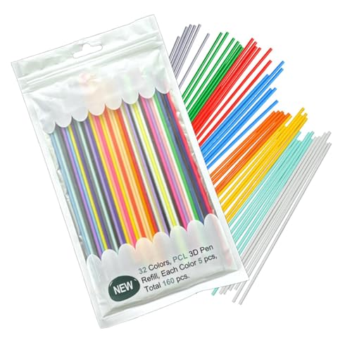 Recambios de Filamento para Bolígrafo 3-D, 32 Colores 160 Piezas Paquetes de Recambios para Bolígrafo 3-D PLA, Novedosos Recambios de Bolígrafo 3-D Doodler para Bolígrafo 3-D 3-Doodler Start