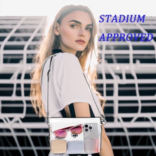 Image of JOMPARO Clear Purses for Women Stadium Events Clear Crossbody Bag with Metal Chain