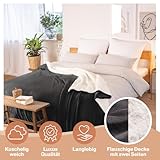 Blumtal Premium Sherpa Kuscheldecke flauschig 150x200 cm - Oeko-Tex zert. Sofa Decke mit Dicker Sherpa-Innenseite - super Flauschige Decke extra dick und wärmend - Plüschdecke - Anthrazit