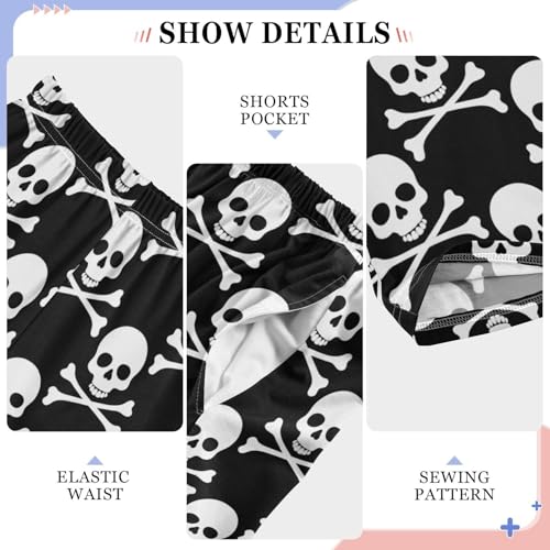 ZZXXB Halloween Skeleton Pattern Boys Long Pants Soft Trousers Elastic Waist Kids Lounge Bottoms with Pockets S-XL4