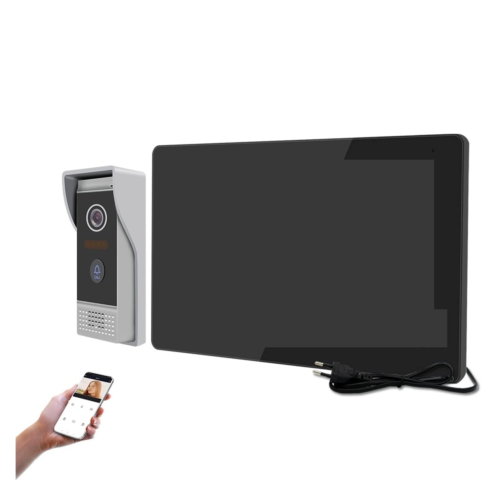 Timbre Inalámbrico con Camara, Tuya 1080P Videoportero Inteligente Videoportero Apartamento Villa AHD FHD 1080P Video Timbre Pantalla táctil Completa(P203M721W86-1080P)