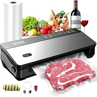 Vacuum Sealer Machine with Starter Kit , TKTK 8 in 1 Powerful Sous Vide Food Vacuum Sealer, Seal a Meal Food Sealer with Pulse Function, Moist&Dry Mode, External VAC for Jars Containers, Built-in Cutter Slim Compact Design for Mom Wife Home Kitchen