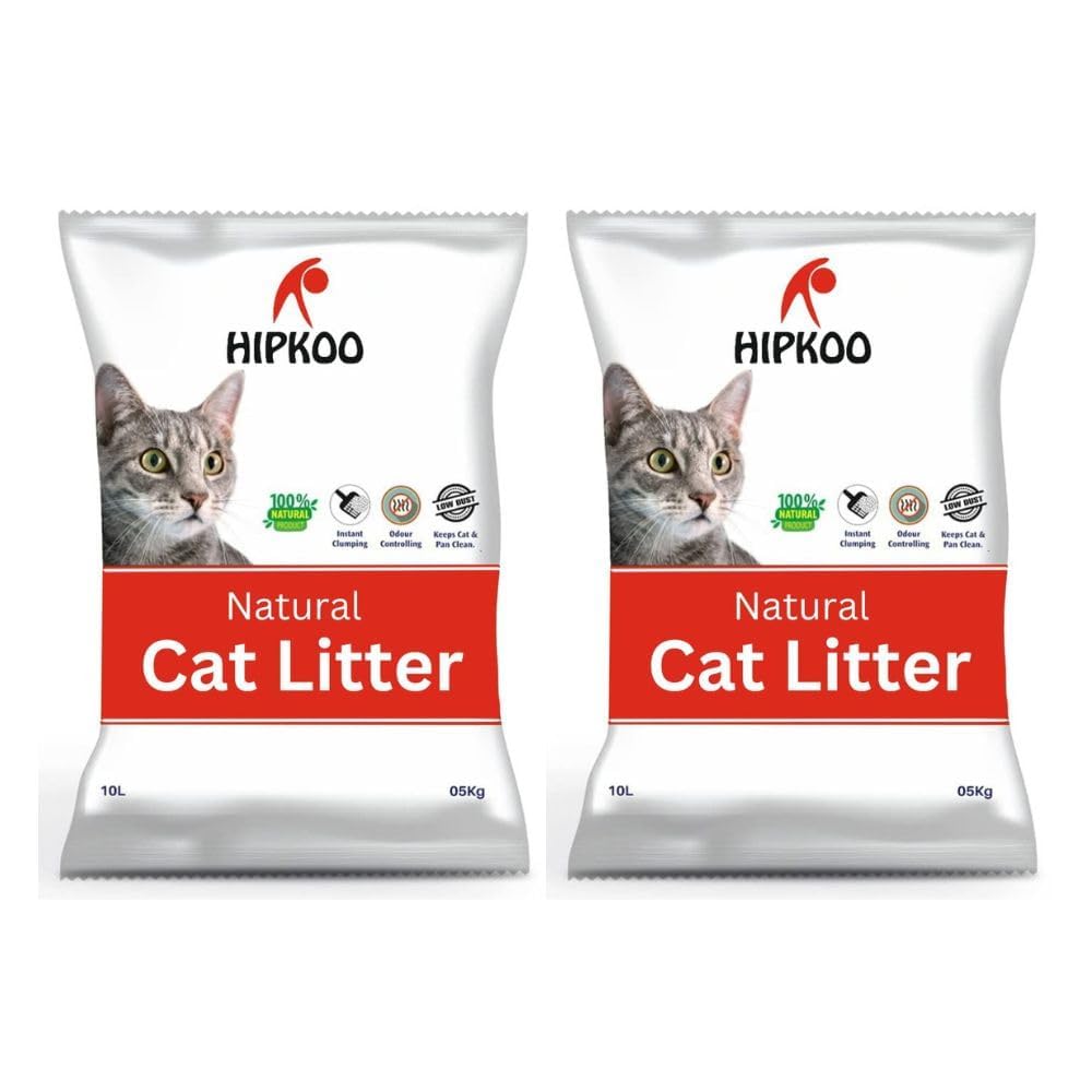 Hipkoo Advanced Natural Clumping Cat Litter Sand|| 99% Dust Free, 10kg (2 Packs of 5kg)