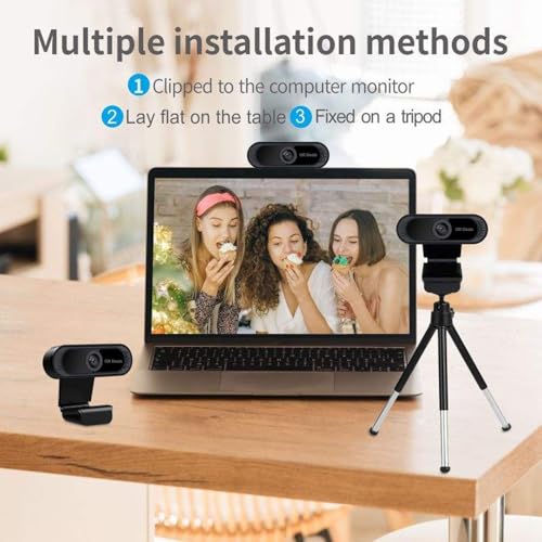 Image of 720P HD Webcam for PC Desktop & Laptop with Built-in Noise Isolating Microphone 720 HD Webcam with Built-in Microphone USB Connectivity (Black)