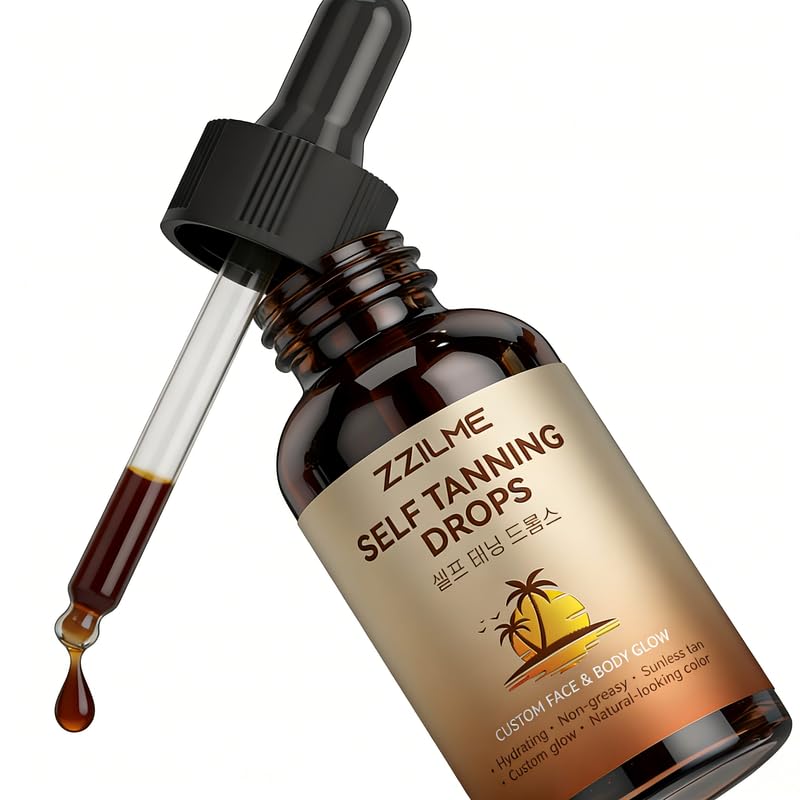 Self Tanning Drops for Face & Body - Customizable Glow with Niacinamide, Vitamin C & Hyaluronic Acid, Gradual Sunless Tanner Serum, Non-Comedogenic Bronzing Drops 0.91 fl oz