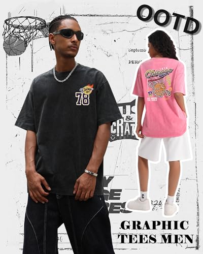 Mens Graphic Tees Vintage Unisex Acid Wash Streetwear Cotton Oversized T-Shirts Loose Fit Summer Tops for Men Women3