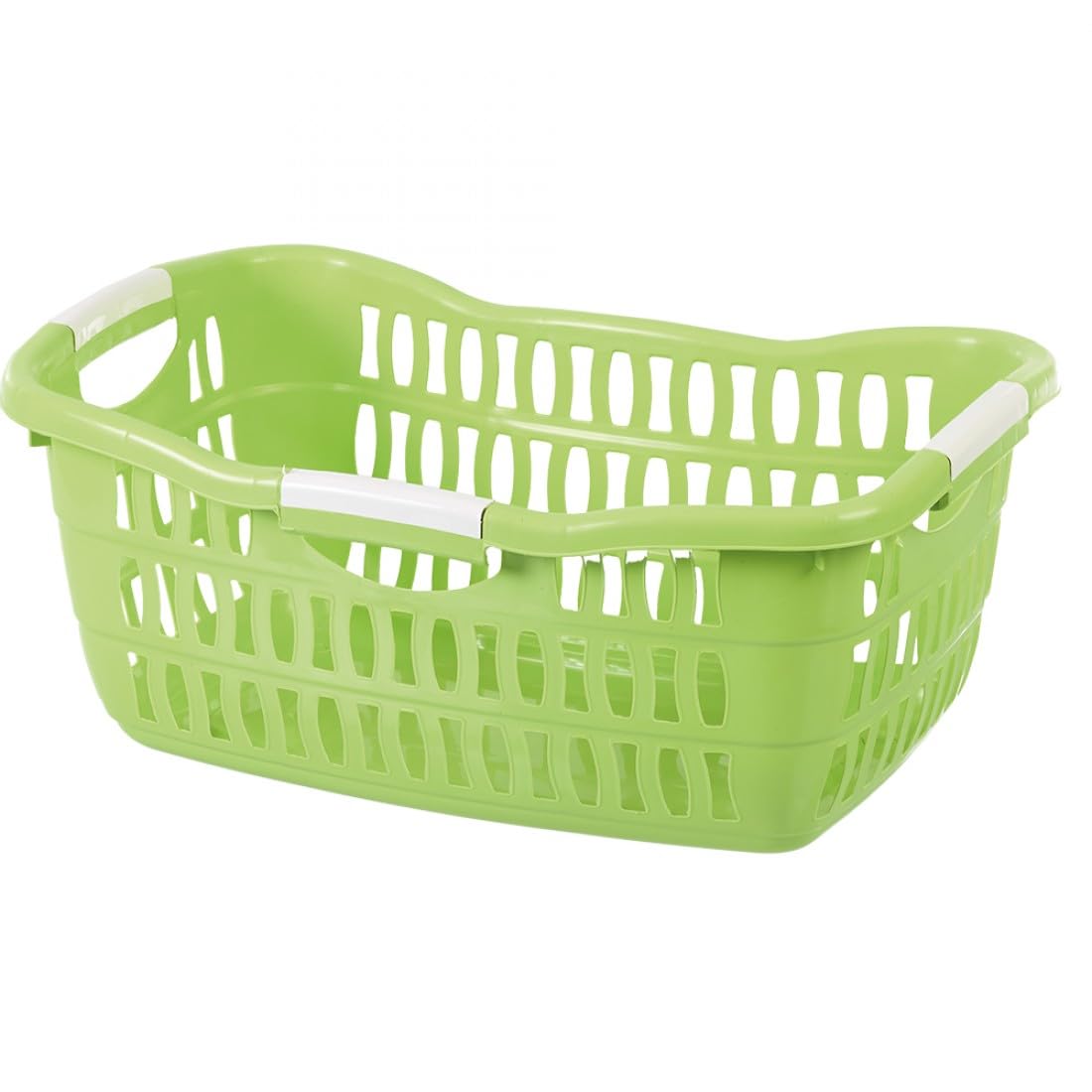 Plastic Laundry Basket Hamper Washing Clothes Storage Bin with Handles UK (Green)