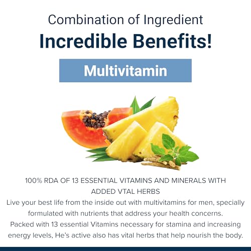 Image of SupaSupp He's Active - Multivitamin For Men | All Round Nutrition For Your Wellbeing | Health Supplement | 60 Veg Cap, 500 mg