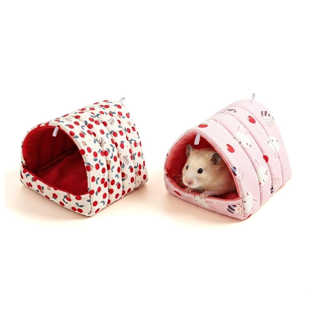 Mtbricey 2 Pack Guinea Pig Cosy Cave Bed Soft Washable Small Animal Nest