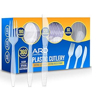 Ard Wholesale 360 Count Cutlery Combo Box | Clear Extra Strong Extra Resistant | 180 Forks, 120 Spoons, And 60 Knives
